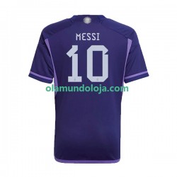 Camisola Argentina Lionel Messi 10 Homem Equipamento Segundo Copa do Mundo 2022 Manga Curta